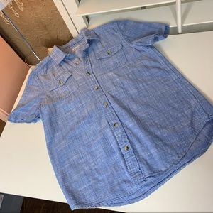 Boy’s thick blue cotton button down